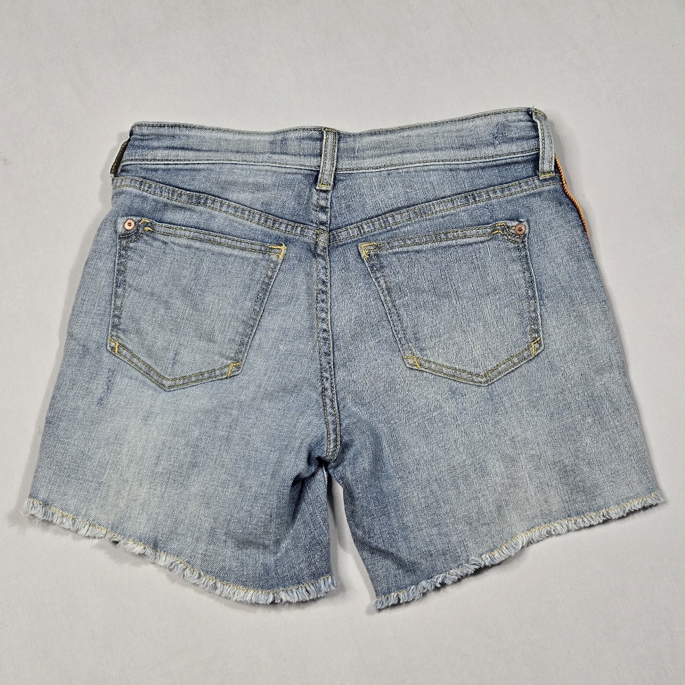 Pilcro Boyfriend Jean Short  Distressed Denim Ribbon Trim Anthropologie sz 26 - Picture 13 of 16
